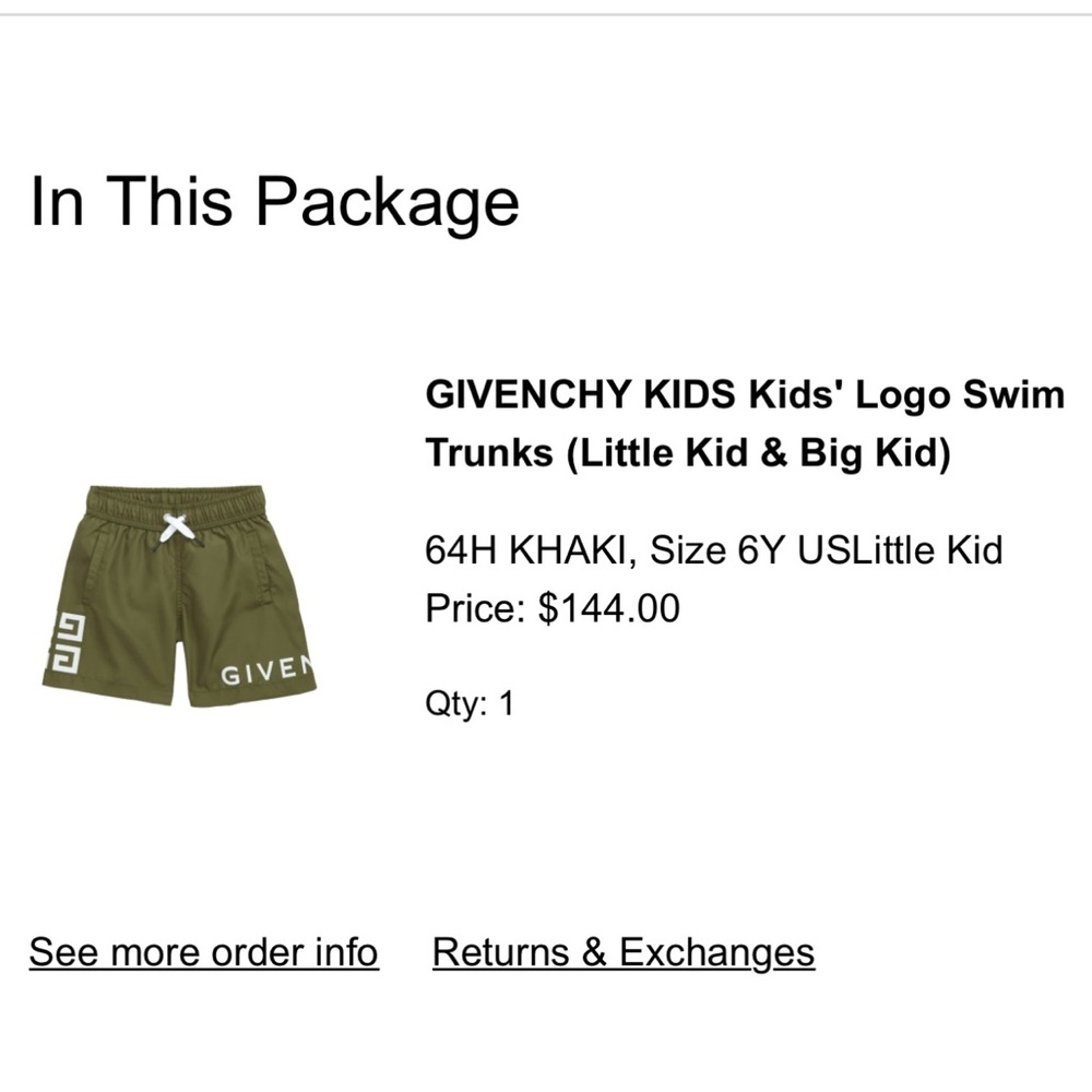 Givenchy Kids' Olive Swim Trunks